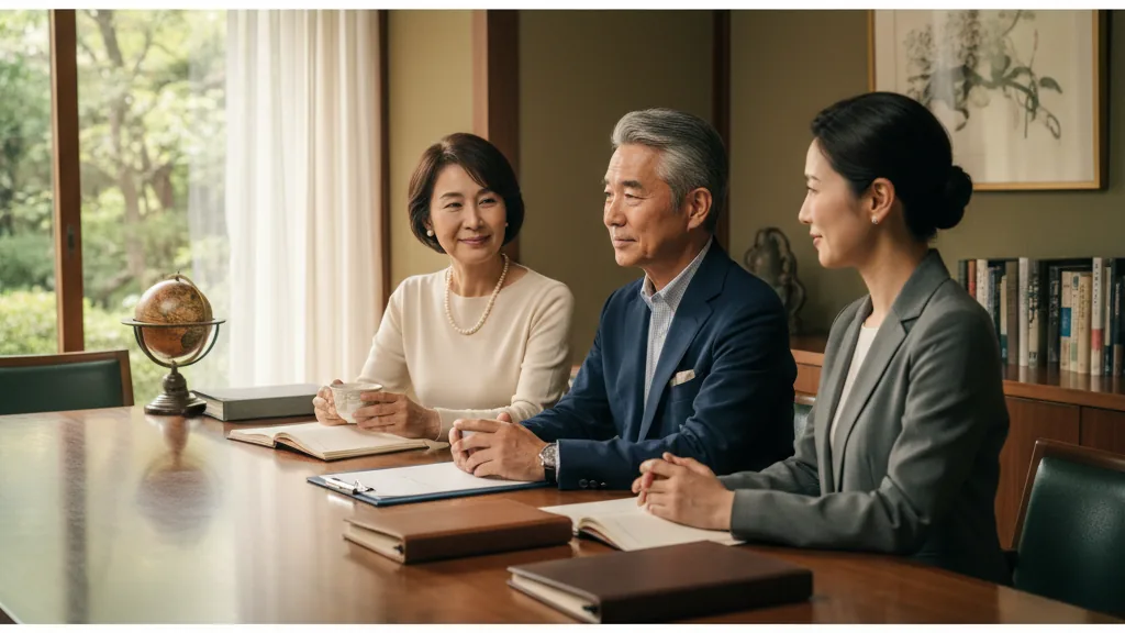 50代60代の資産防衛術 — 退職金を守りながら今も楽しむシニア夫婦のイメージ