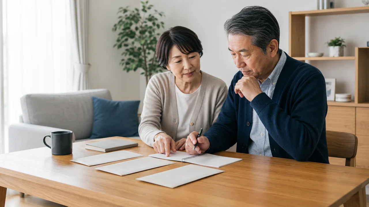 60代夫婦が退職金を生活資金と運用資金に分けて考えている様子